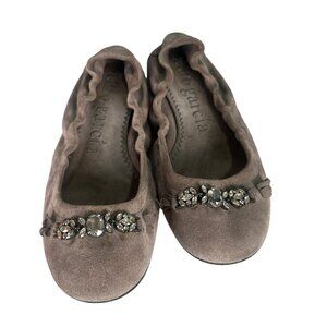 Pedro Garcia Gray Bling Crystal Embellished Ballet Ballerina Flats 37 US 7
